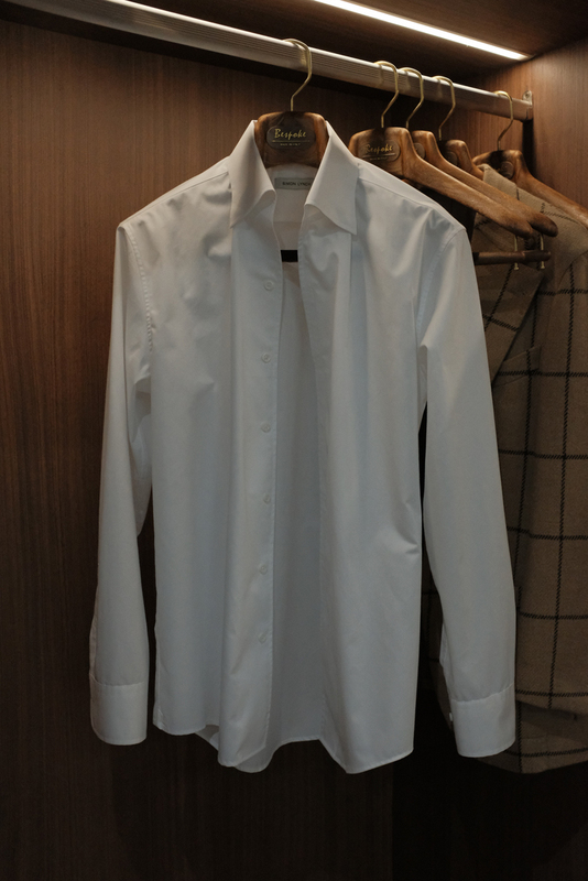 Four-Season Style Italian Men's White Pure Cotton One-Collar Shirt Naples Shirt High-End Craftsmanship