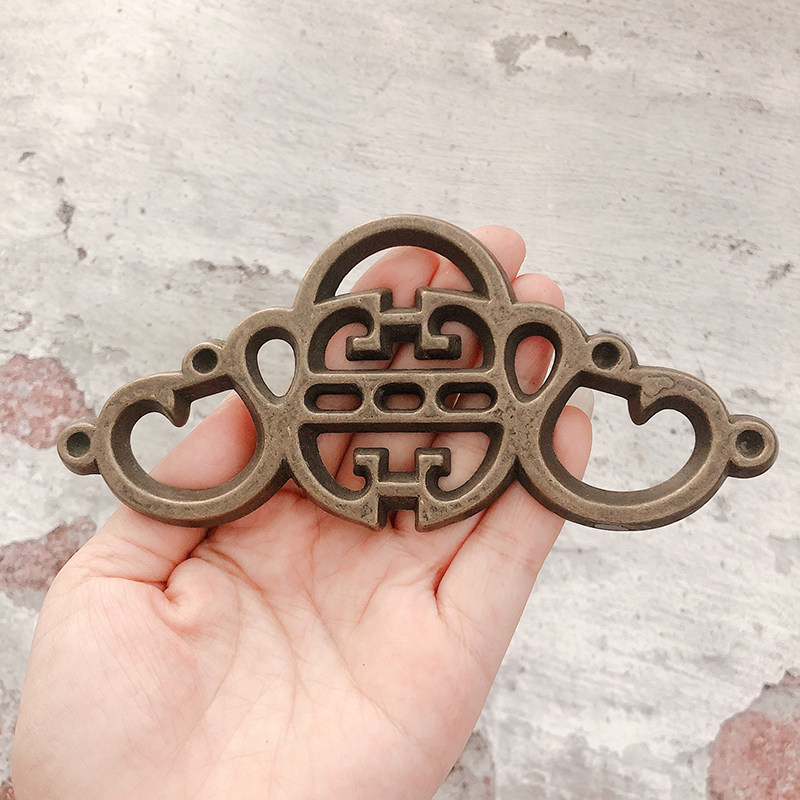 Brass decoration hook Chinese antique thicken thickened Double-Heard hanging buckle frame plaque Cross embroidered frame wall-hanging hook clasp