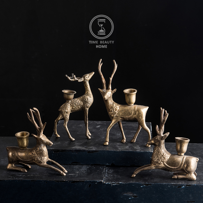 4 14 Group E European antique vintage VINTAGE brass candlestick photography props decoration decoration soft decoration