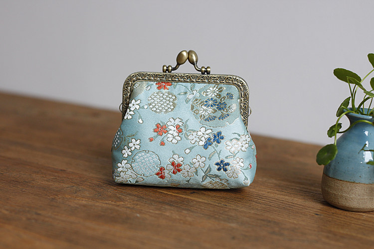 Túi xách Dumbhand Bản gốc và gió hoa thổ cẩm damask sườn xám ly hợp túi retro miệng vàng đồng xu ví nhỏ clutch nam