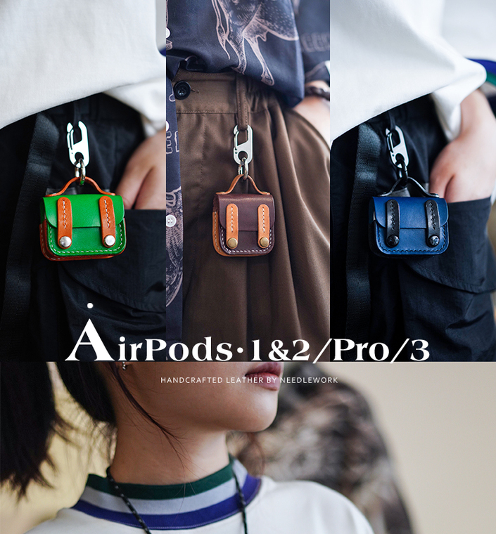School Bag Airpods Genuine Leather Protective Carry Airpods 1, Airdpods 2, Airpods 3, Airpods Pro AirPods Case