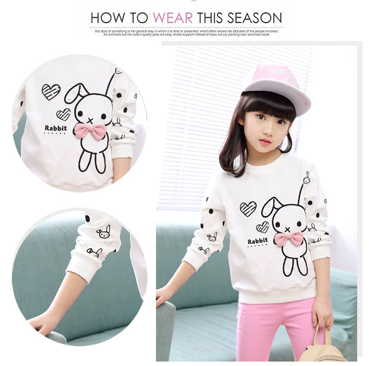 Áo thun nữ mùa thu đông 2018 cho trẻ em mới mặc áo sơ mi cotton cotton trẻ em trong chiếc áo len trẻ em lớn từ bi