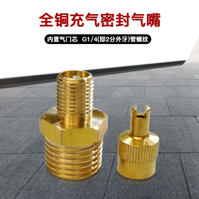 Sealed air nozzle external 2-point threaded tube G1 4 air nozzle 1-point external tooth pressure-keeping air valve core air nozzle G1 8