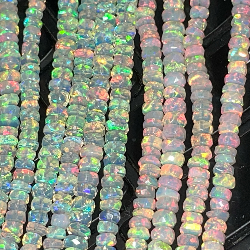 High-Quality, Colorful Faceted Water Opal Beads, Australian Opal Faceted Abacus Beads, Loose Beads, Semi-Finished Necklace and Bracelet Materials High-Quality, Colorful Faceted Water Opal Beads, Australian Opal Faceted Abacus Beads, Loose Beads, Semi-Finished Necklace and Bracelet Materials