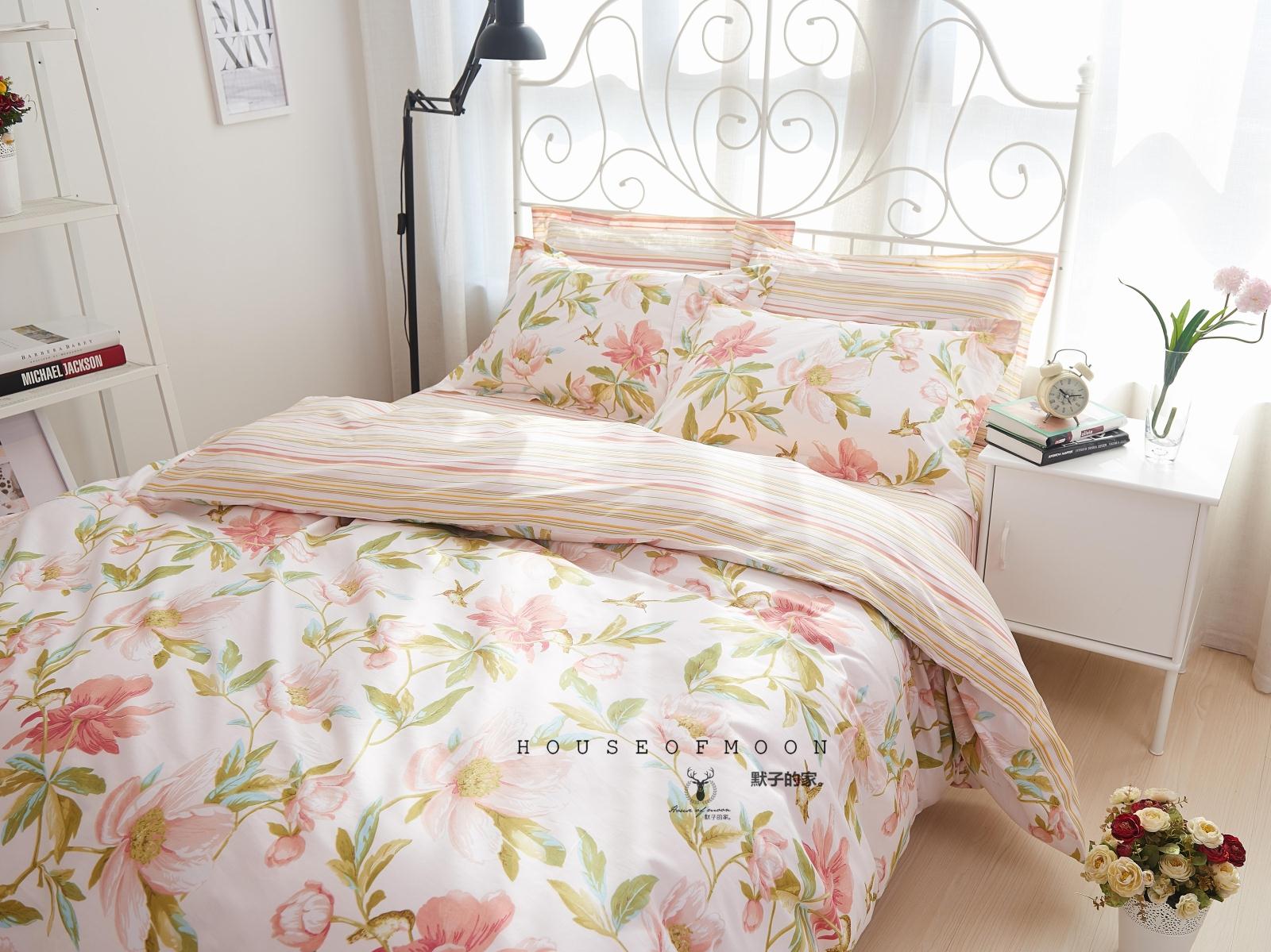 Mỹ phong cách mục vụ Hàn Quốc nhỏ hoa giường lanh giường bông tươi nordic một gia đình bốn ba - Bộ đồ giường bốn mảnh bộ chăn gối