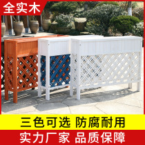 Dining Room Partition Flower Racks Embalming Wood Outdoor Patio Fence Flower Groove Carbonated Solid Wood Grid Fence Flower Pots outdoor