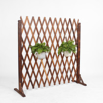 Outdoor wooden fence partition White telescopic wooden fence fence solid wood stretch grid carbonized anticorrosive wood climbing frame