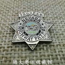 Nevada Highway Patrol-Mounted Police Badge New York Whitehead Stars and Stripes Badge Georgia badge