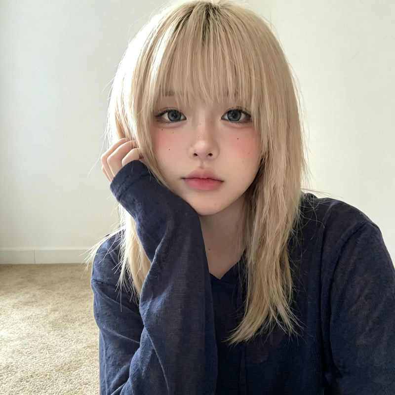 Wig for Women, Light Platinum New Style, Collarbone-Length Hair, Y2K Internet Celebrity Subculture, Full Bangs, High-End Short Straight Hair, Full Wig Wig for Women, Light Platinum New Style, Collarbone-Length Hair, Y2K Internet Celebrity Subculture, Full Bangs, High-End Short Straight Hair, Full Wig