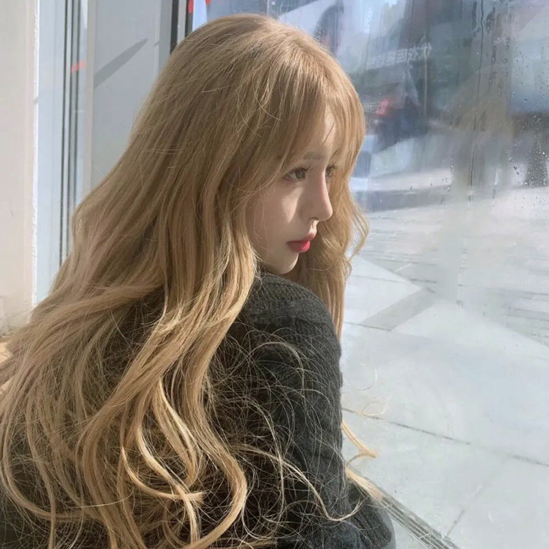 Wig female long hair fashion golden long curly hair big wave European and American net red girl group with the same style lolita full headgear