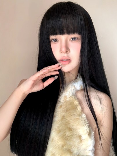 Forest Style Extra-Long Wig Lolita Wig Full Head Cover Long Straight Hair Realistic Long Natural Black Cosplay Wig