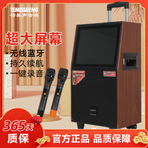 TMS 8 inch pull rod sound outdoor high power moving Bluetooth K song square dance video machine with screen speaker