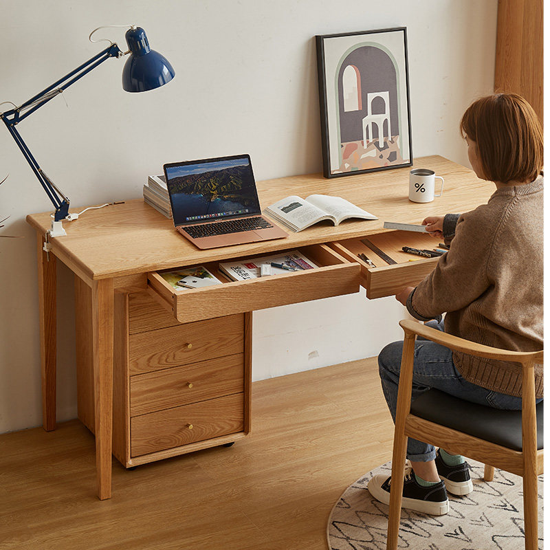 Solid wood desk Nordic simple small apartment Japanese bedroom writing learning Wall long table table custom narrow computer desk