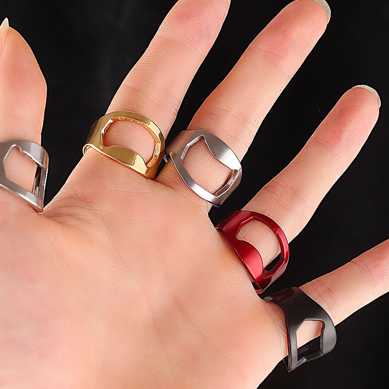 ステンレスリングボトルオープナー クリエイティブビールボトルオープナー フィンガーリングボトルオープナー キッチンガジェット