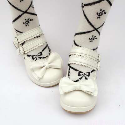 Japanese brand is snapping up the popular LOLITA mid-heel bow princess Queen shoes 9235 white