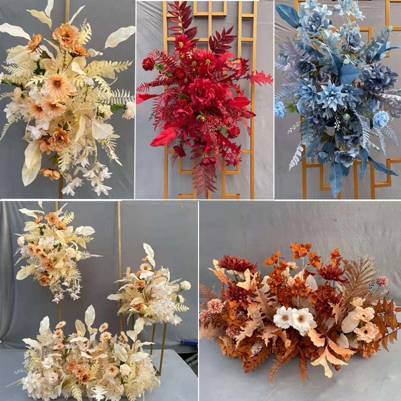 New wedding flower art silk flower wedding road lead flower row stage background flower art wedding hall window decoration artificial flower