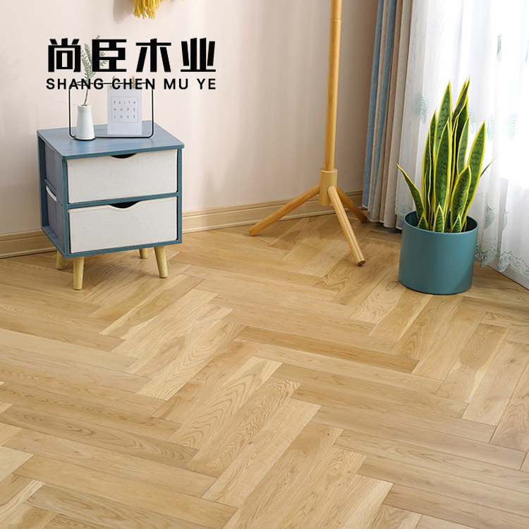 Oak herringbone solid wood floor geothermal lock floor heating indoor Nordic antique log Nanxun factory direct sales
