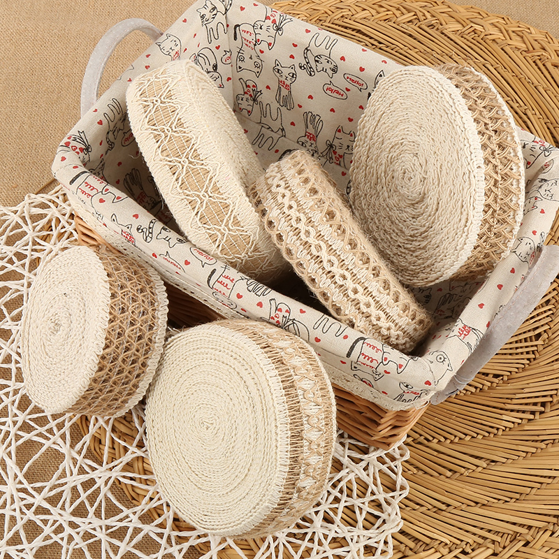 2m / 10m Linen Roll Handmade DIY Cotton and Linen Material Lace Retro Decoration Craft Weaving Wide Flat Linen Webbing 2m / 10m Linen Roll Handmade DIY Cotton and Linen Material Lace Retro Decoration Craft Weaving Wide Flat Linen Webbing