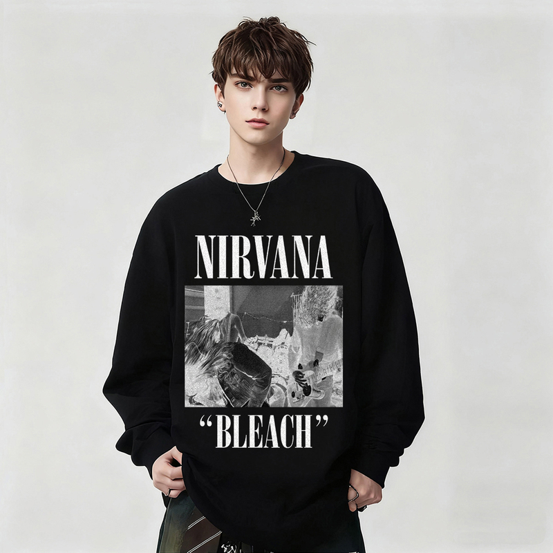 European and American Nirvana Rock Band Nirvana and Linkin Park Printed Cotton Long-Sleeved T-Shirts for Men and Women, Spring and Autumn