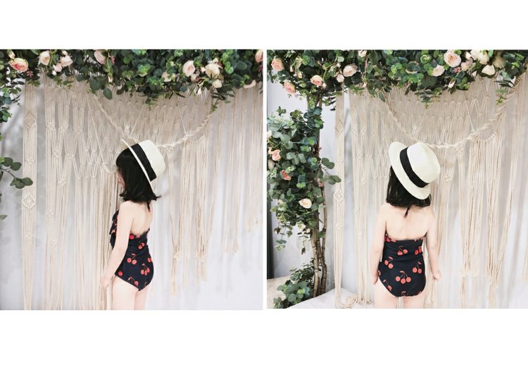 Cô gái mùa hè áo tắm gió trẻ em anh đào áo tắm một mảnh bikini với mũ bãi biển - Đồ bơi trẻ em shop trẻ em