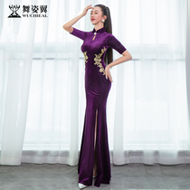 Dance Wings Ceremonial Clothing Bodywear 2022 New Classical Training Clothing Catwalk Training Clothing Velvet Cheongsam XT801