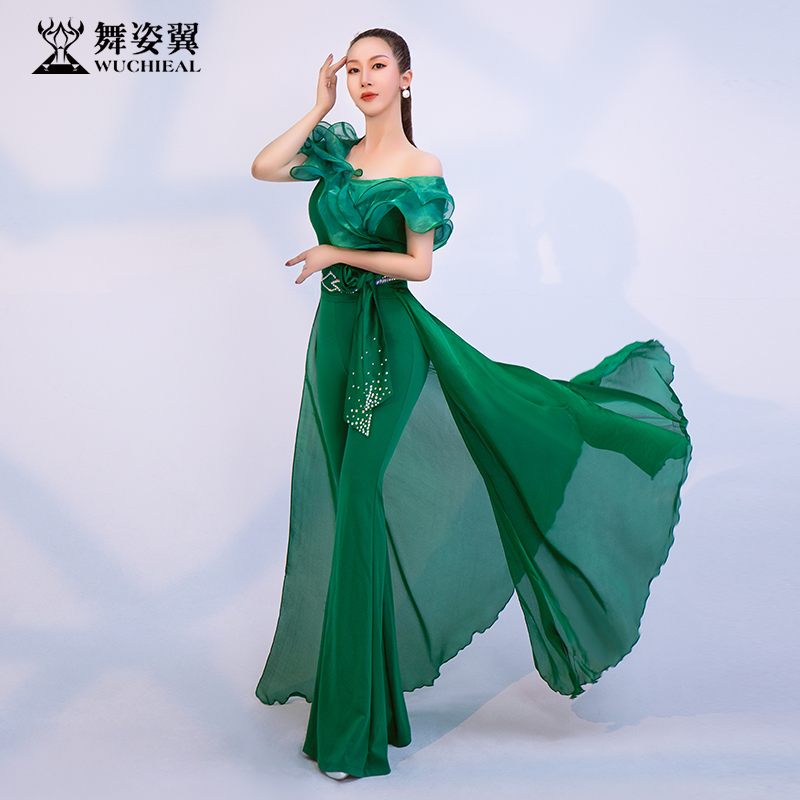 Dancing Gesture Wing Sashimi Body Clothes Etiquette 2021 new training walking show belly leather practice Dance Suit 698-Taobao