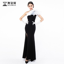 Dance wing slim body suit ceremonial dress 2020 new training posture catwalk practice suit socialite cheongsam 263