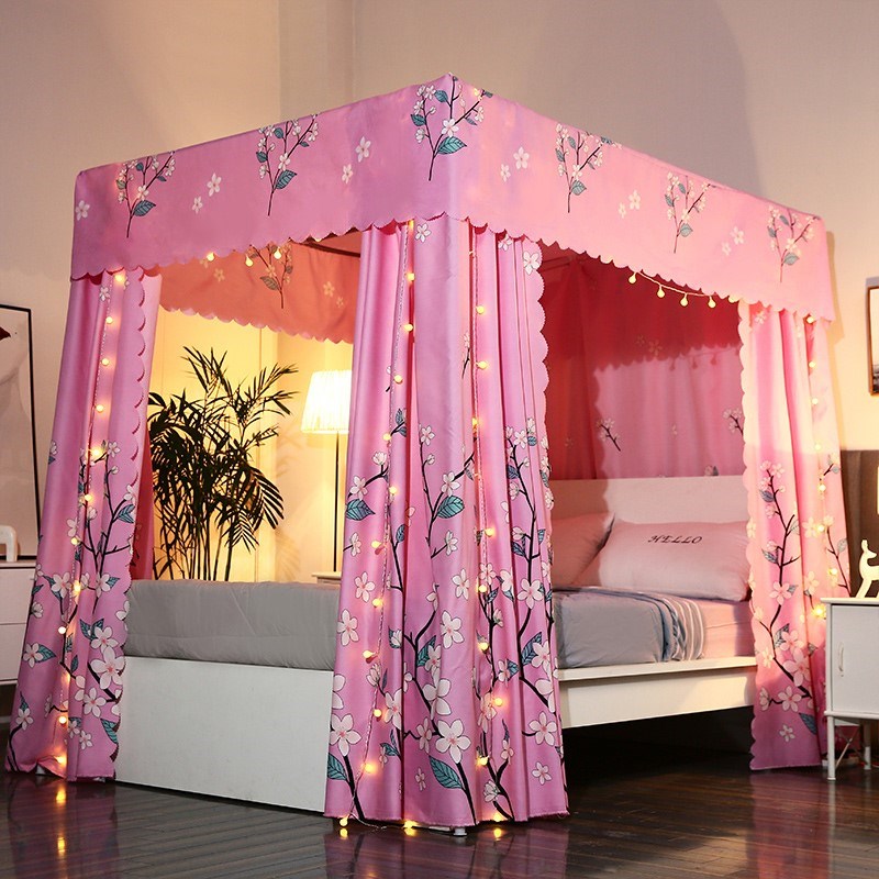Home Bed Curtain Double Single Person Bed Shading Curtain Floor Bracket Bed Enclosure Anti-Integrated Mosquito Net Bed Mantle Dormitory Bed