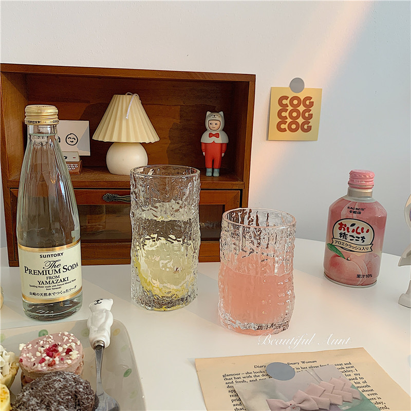 *Pretty little aunt*Korean in wind bark corrugated glass transparent glass juice milk cup
