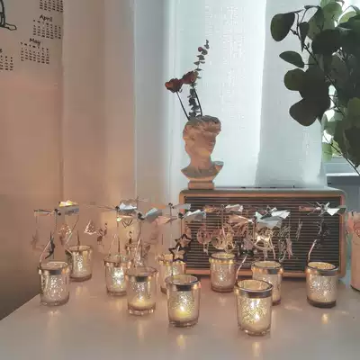 *Beautiful sister-in-law* ins dream rotating candle aromatherapy candlestick Wrought iron romantic retro decoration kerosene lamp