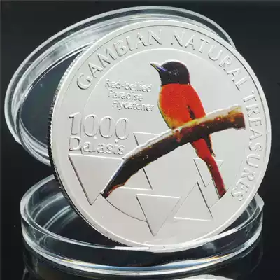 Gambia natural environment commemorative coin African bird silver coin red belly bird commemorative coin Gangxi joint sale