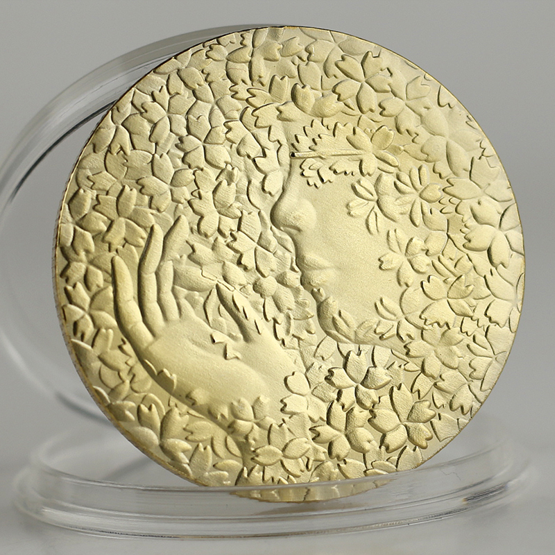 Japanese Coin Guohua Cherry Blossom Goddess Commemorative Coins and National Culture Commemorative Coins of Kiriwa Emblem Cherry Blossom Gold Coins
