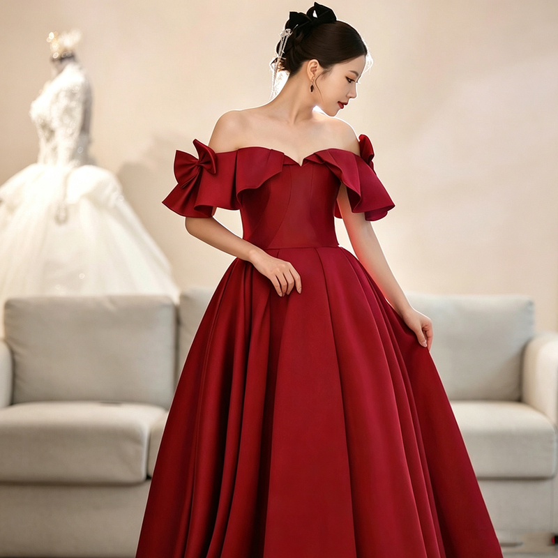 One-Shoulder Toast Dress for Bride, Light Luxury Engagement Host Banquet Dress, Maternity Dress That Covers the Belly and Makes the Look Slimmer, Plus-Size Dress One-Shoulder Toast Dress for Bride, Light Luxury Engagement Host Banquet Dress, Maternity Dress That Covers the Belly and Makes the Look Slimmer, Plus-Size Dress