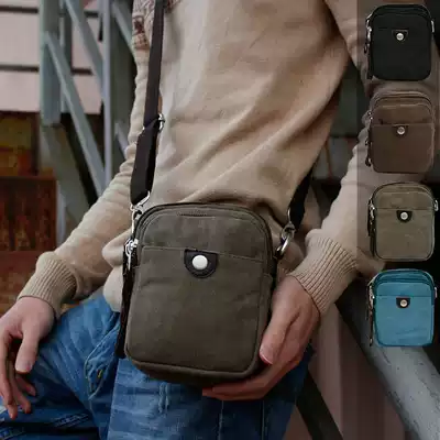 Canvas outdoor sports leisure large capacity canvas bag wearing Belt Men's Hanging Bag 6 44 Inch mobile phone bag female shoulder bag