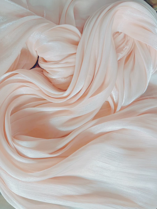 Magnolia Crepe Organza Fabric Is Soft and Smooth, Shiny Crinkle Yarn, Wedding Veil, Hanfu Fashion Silk Satin Texture Fabric