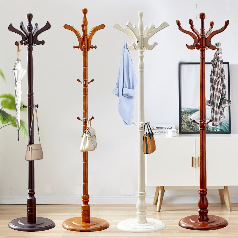 Solid wood coat rack bedroom floor-to-ceiling hanger Nordic ins living room modern simple light luxury door with thick hanging hanger