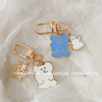Korean same keychain cute Bobo strawberry bear snowman AirPods decorative hanging chain