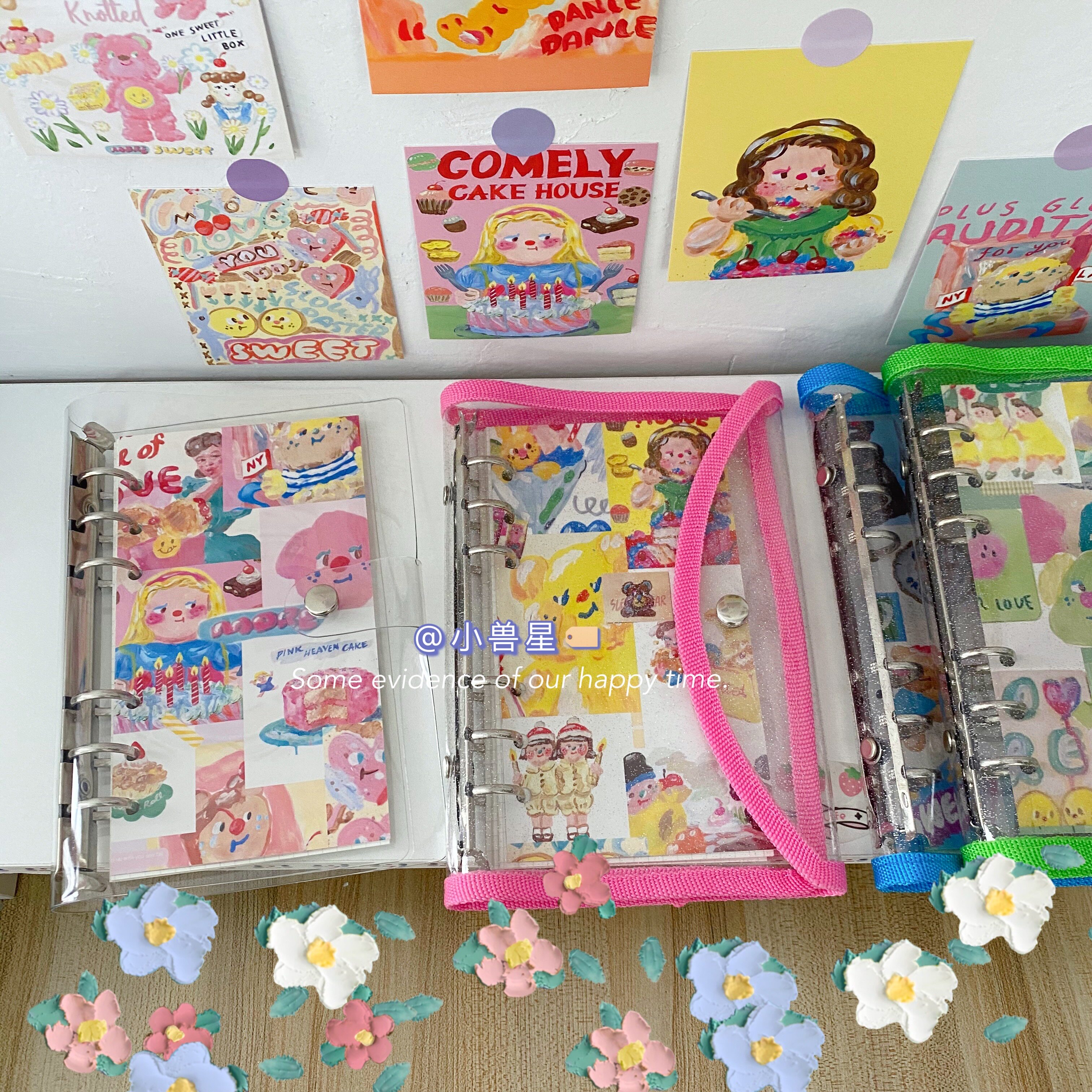 Korea cute small fresh oil painting soft cute bear illustration A6 loose-leaf notebook hand book notebook notepad