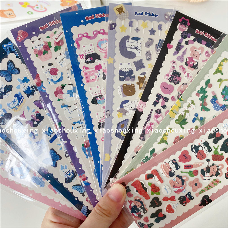Korea INS Cute Teenage Girl Hearts Ledger Stickers Cartoon Card stickers Sticker Creative Decoration Collage material