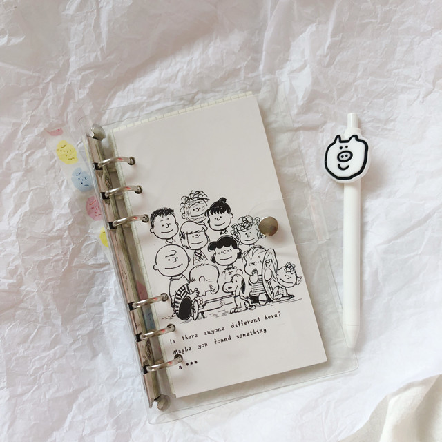 ns simple style Snoopy Charlie loose-leaf ledger A6 grid notebook Student travel diary