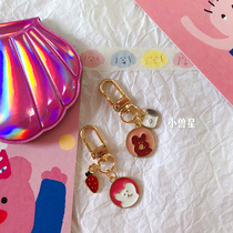 Korean soil cool strawberry bear Koala headset hanging chain cute keychain backpack pendant