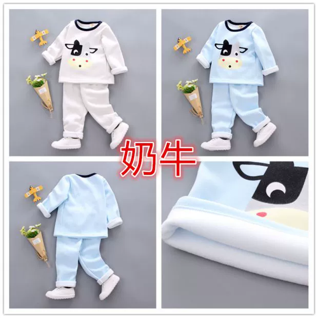 Bộ đồ lót bé gái nhiệt cộng với nhung dày mùa đông mới 1 3 tuổi 2 bé 4 đồ ngủ trẻ em Quần áo bé gái quan ao tre em mua he