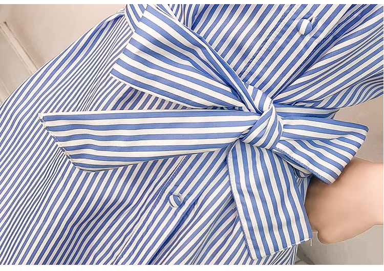 VK旗艦店 韓國學院風條紋露肩荷葉背帶裙短袖洋裝