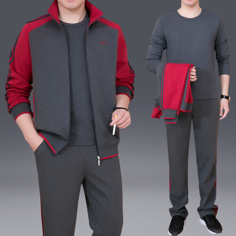 Spring Autumn Sportswear Suit Pants Men's Fashion Casual Dad Sports Dress Sizes Pure Cotton Three Style Men's Clothing