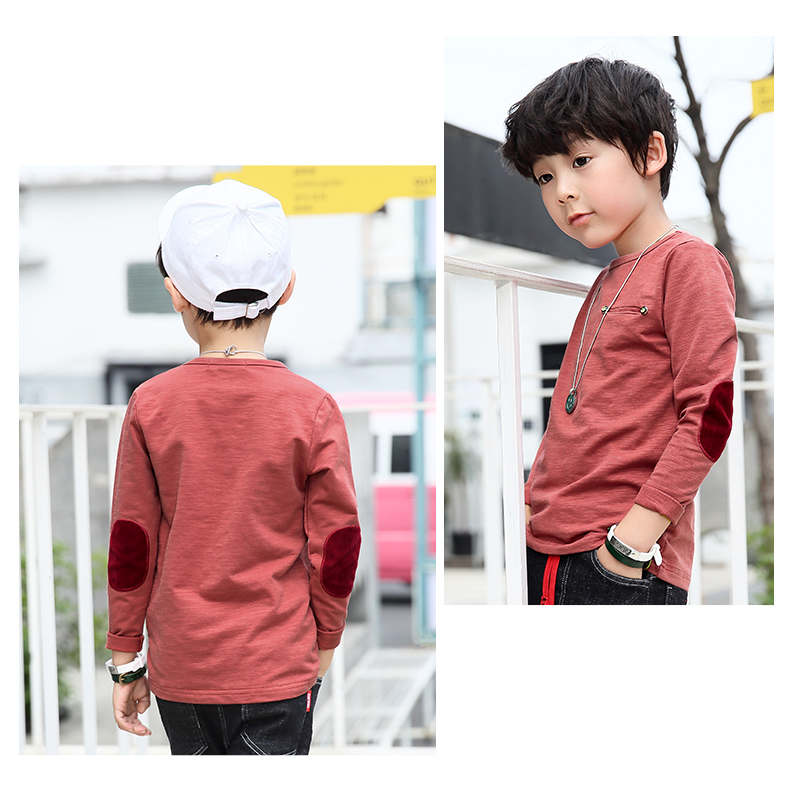 Bé trai áo thun dài tay mùa thu đông trẻ em cộng với áo nhung đáy quần bé trai cotton lớn bé thân hình thủy triều áo phông cộc tay bé gái