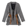 Houndstooth len tweed mỏng Thắt lưng thắt lưng Được ngắn trước khi mở dài coat áo khoác lỏng lẻo áo dạ nữ hàn quốc