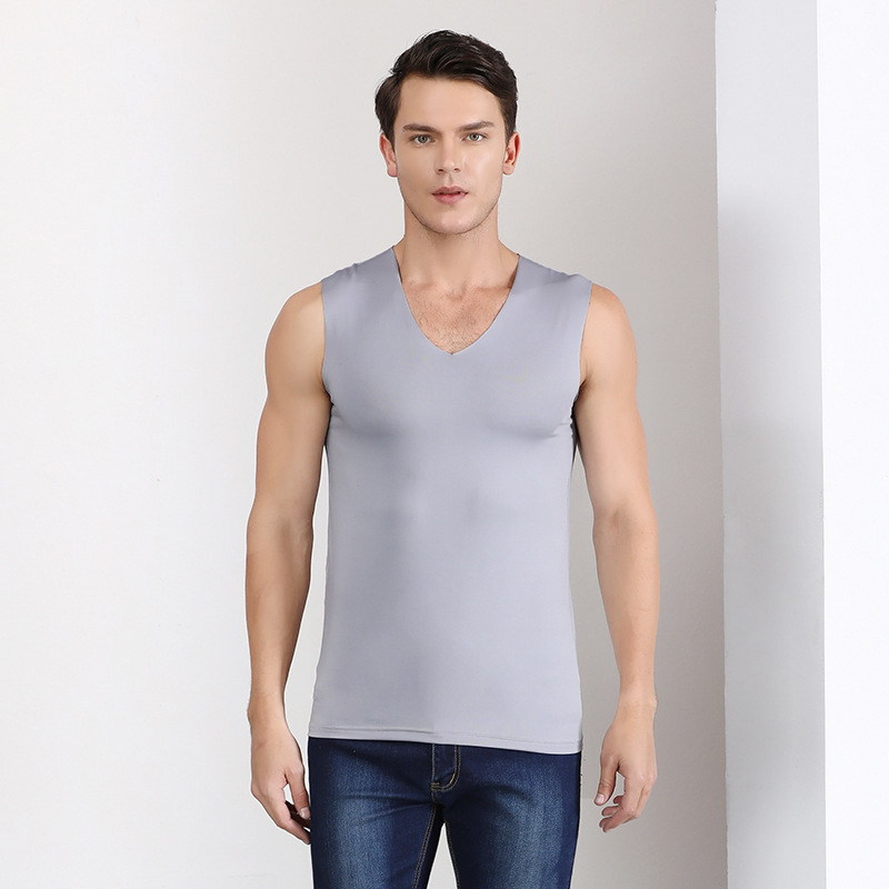 nhanh khô vest 1 Summer băng lụa hoàn toàn thoải mái nam vest Mordale mỏng thở eo hẹp rộng vai cổ chữ V đáy