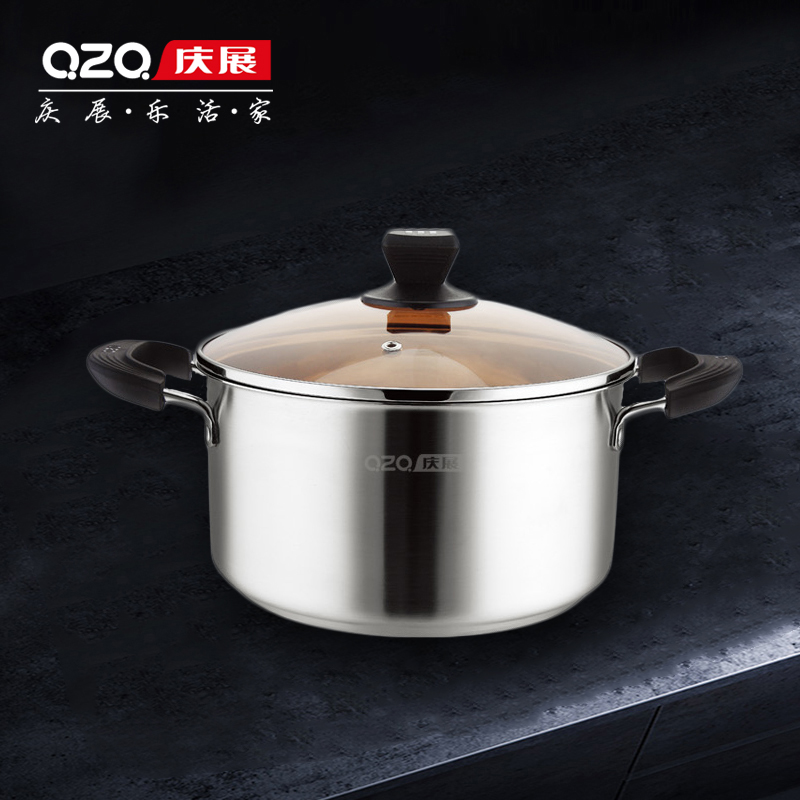 Qingzhan food contact grade stainless steel soup pot thickened household porridge pot cooking pot pot gas induction cooker stew pot