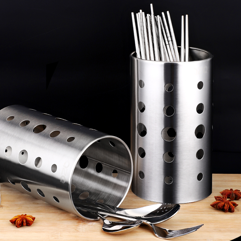 Qingzhan drain stainless steel chopstick cage Household chopstick tube Creative kitchen round multi-function chopstick holder
