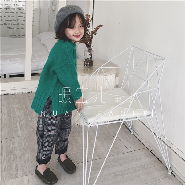 Mùa đông 2018 mới trẻ em hoang dã lỏng lẻo quần kẻ sọc dài quần dài Hàn Quốc quần áo bé gái quần jean bé trai